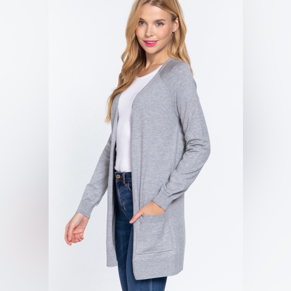 ACTIVE BASIC Open Front Long Sleeve Cardigan - Picture 2 of 4